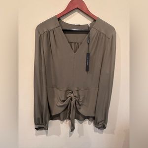 Elie Tahari olive green blouse size XL